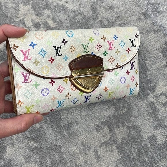 Louis Vuitton White Multicolor Eugenie Long Pushlock Wallet Takashi Murakami - Picture 3 of 17